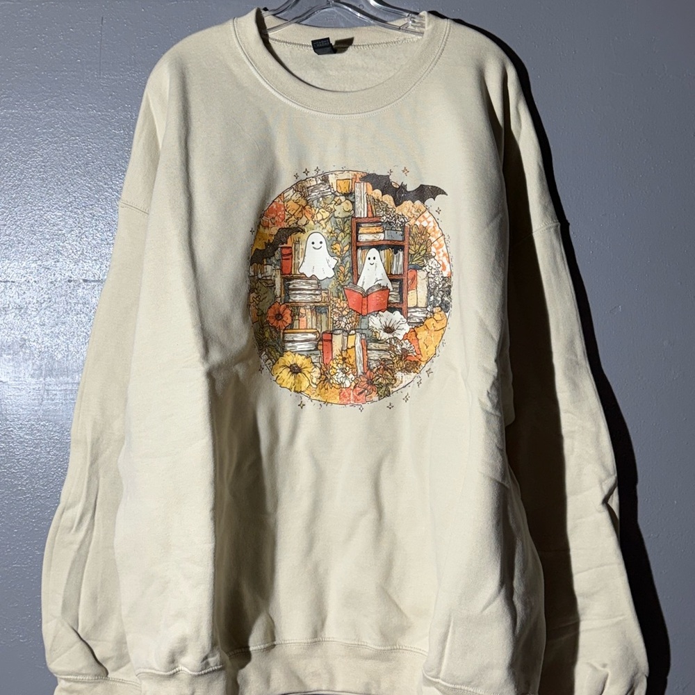 Gildan Beige Ghost Graphic Sweatshirt